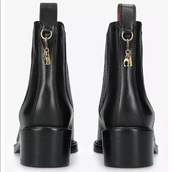 SALE💥💥 COACH Bowery Chelsea Block Heel Ankle Boots Genuine Leather Black - Picture 9 of 13